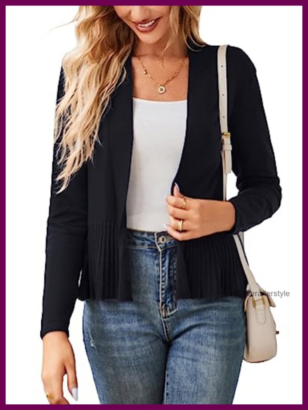 Lightweight Knit Peplum Cardigan Open Front Cropped Long Sleeve Summer Trendy